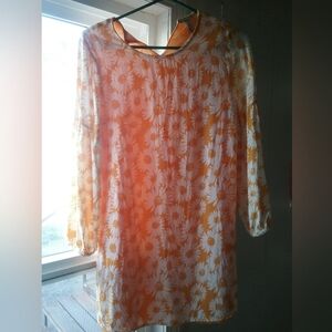 Bright yellow floral long sleeve dress